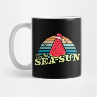 Tis The Sea Sun Watermelon Xmas In July Summer Beach Santa Mug